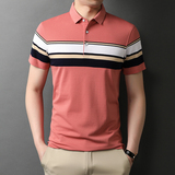 中青年爸爸夏装短袖纹t恤纯棉商务休闲男士衣服夏季QLM88105-P75，男装T恤，电商B212（原钱塘6029）