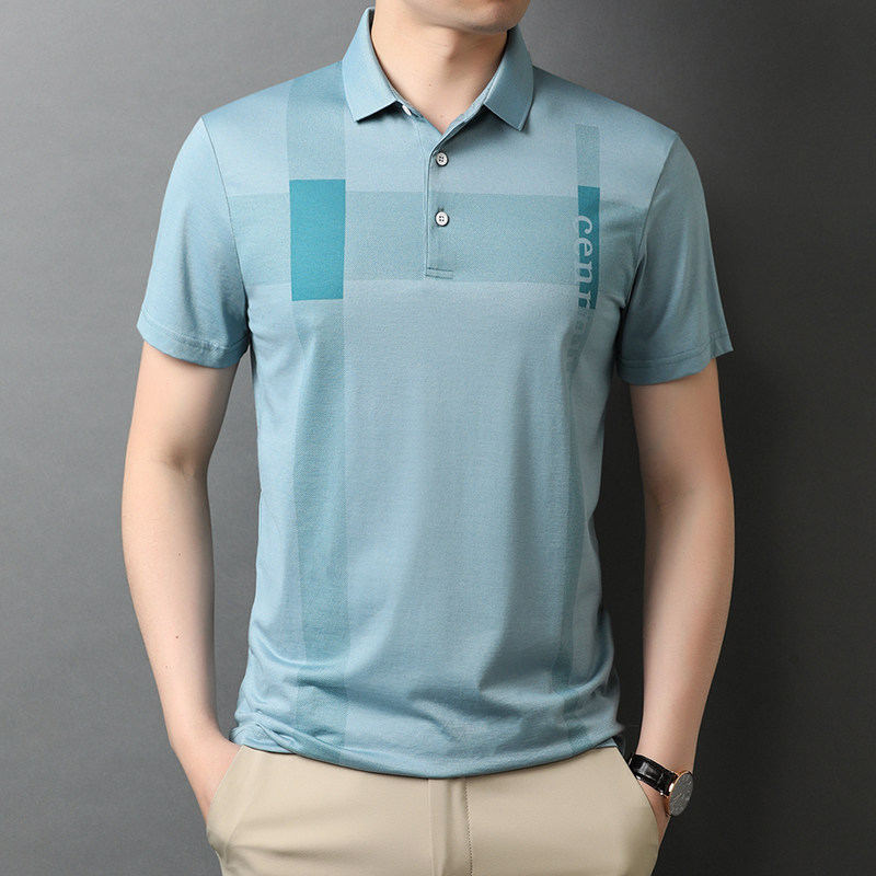 POLO衫有领短袖纯色纯棉夏季潮流翻领印花T恤上衣男QLM88137-P75,男装T恤,电商B212（原钱塘6029）