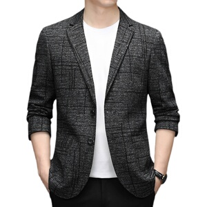 秋季西服男装外套修身格子休闲单件上衣潮流西服ZELD3321-P160图片