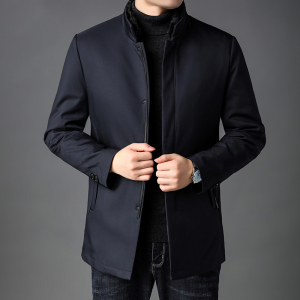 商务休闲羽绒服男中长款2021冬季新款白鸭绒保暖立领外套K25-P295图片