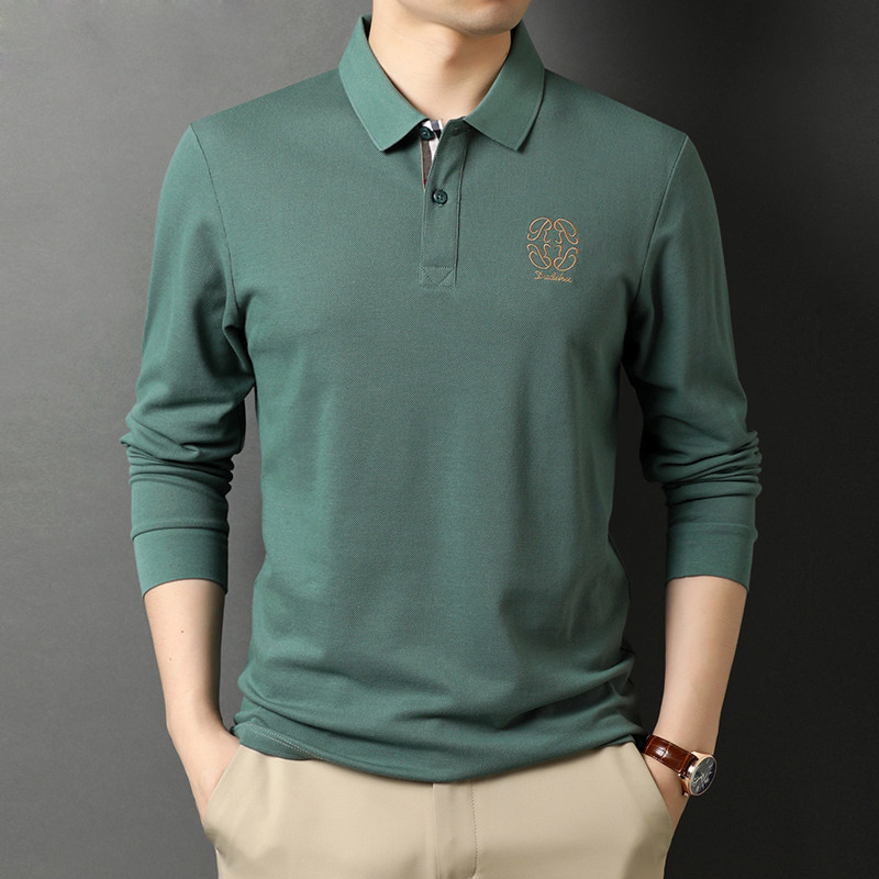 纯棉长袖T恤爸爸打底衫春秋中年男士休闲POLO衫潮流体恤D6619-P75图片