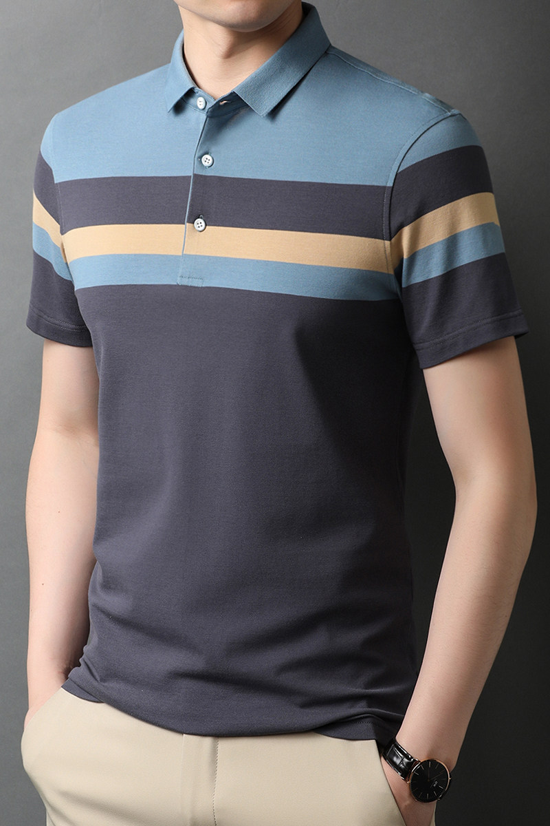 2021新款时尚潮流男装纯棉上衣服商务休闲polo衫体桖QLM88101-P75,男装T恤,电商B212（原钱塘6029）