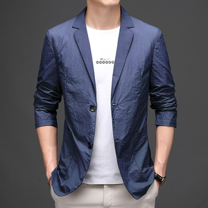 防晒西服男薄款夏季中青年男士休闲小西装修身便西外套M1058-P145,格子套装搭配中年图片