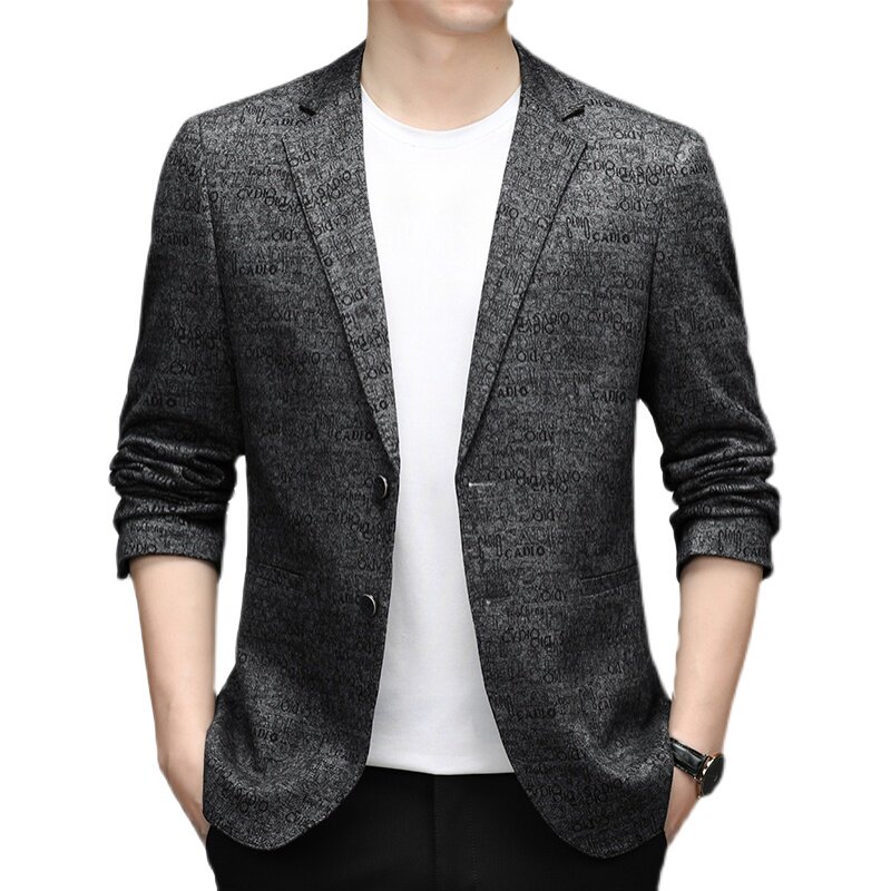 秋西服男装外套修身纯色印花休闲单件上衣潮流西服ZELD3319-P160,男装西服,电商B212（原钱塘6029）