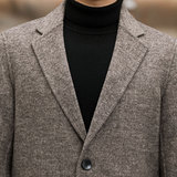 秋冬纯色商务休闲外套双面呢修身羊毛大衣男中长款KCN965-1-P360，男装毛呢大衣，电商B212（原钱塘6029）