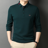 【主推】档口现货纯棉长袖T恤男POLO衫男士休闲打底衫D8815-P78，男装T恤，电商B212（原钱塘6029）