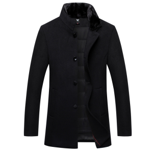 羽绒服男中长款羊毛呢子外套冬季加厚水貂领冬装爸爸装Q803-P480图片