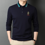 中年男士丝光棉长袖T恤男上衣春季新款棉质打底POLO衫21D6083-P85，男装T恤，电商B212（原钱塘6029）