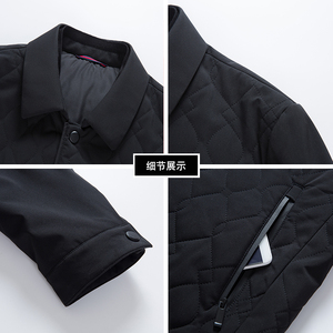 秋冬季男士薄棉衣男翻领格子棉服中年休闲爸爸冬装外套Y5088-P200图片