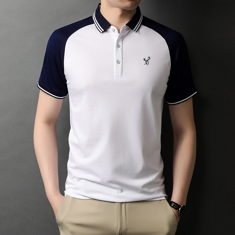 夏季短袖T恤男撞色上衣男士休闲免烫半袖POLO衫时尚体恤D8249-P68图片