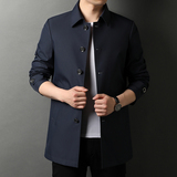 秋季男士中长款防晒衣服轻薄透气翻领外套宽松夹克QLM55294-P170，男装风衣，电商B212（原钱塘6029）
