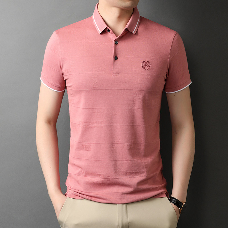 夏季纯棉短袖男士翻领T恤商务休闲刺绣POLO衫男半袖QLM88175-P75,男装T恤,电商B212（原钱塘6029）