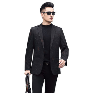 秋装修身小西服男休闲单西外套印花中年便服西装KCN207557-1-P170图片