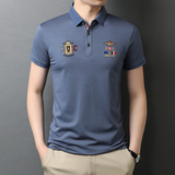 爸爸夏装短袖t恤休闲纯色男士POLO衫夏季中年上衣QLM88157-P75，男装T恤，电商B212（原钱塘6029）