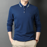 纯棉长袖T恤男翻领体恤春季新款男士休闲宽松POLO衫21D9725-P75，男装T恤，电商B212（原钱塘6029）