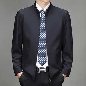 秋装新款2021简约纯色百搭商务休闲男士立领夹克男S2107-P130图片