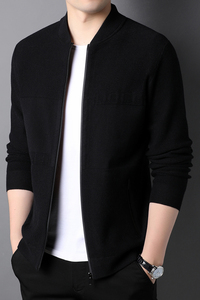 男士2021年秋季新款纯色立领外套修身休闲夹克上衣QLM77291-P150图片