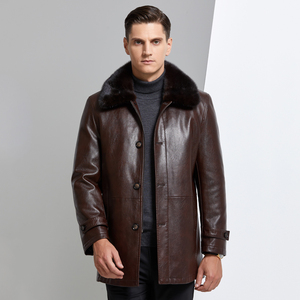 冬季皮衣外套男派克服中年男士休闲脱卸内胆男装Y6382水貂领-P580图片