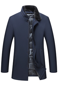 羽绒服男中长款冬季中年男士水貂领脱卸内胆冬装外套ZK25-P350图片