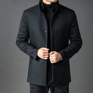 商务休闲羽绒服男中长款2021冬季新款白鸭绒保暖立领外套K25-P295图片