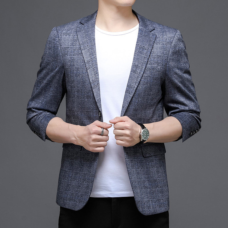 2021秋季新款男士西装外套商务休闲两粒扣西服上衣KCN2262-1图片
