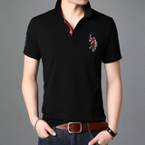 男士休闲时尚短袖T恤男翻领上衣夏季刺绣潮流polo体恤衫D8260-P65，男装T恤，电商B212（原钱塘6029）