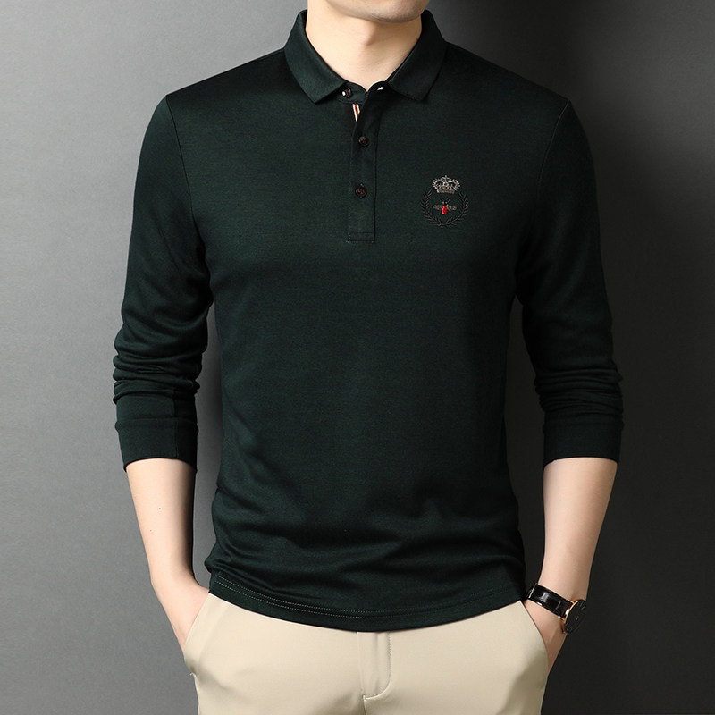 纯色长袖T恤男翻领春秋男士休闲潮流打底POLO衫上衣服D8811-P85,男装T恤,电商B212（原钱塘6029）