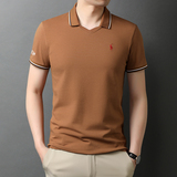 夏季纯棉短袖中青年男士翻领T恤商务休闲刺绣POLO衫QLM88173-P75，男装T恤，电商B212（原钱塘6029）