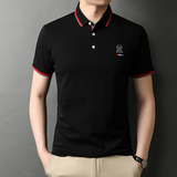 夏季新款男士棉质短袖T恤绣标商务休闲半袖体恤衫潮流D1204-P65，男装T恤，电商B212（原钱塘6029）