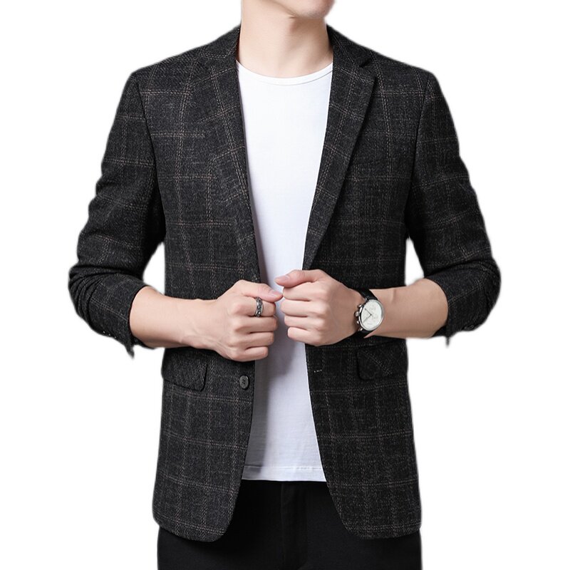 2021秋季新款中老年宽松休闲西服上衣爸爸外套男KCN2051-1-P175,男装西服,电商B212（原钱塘6029）