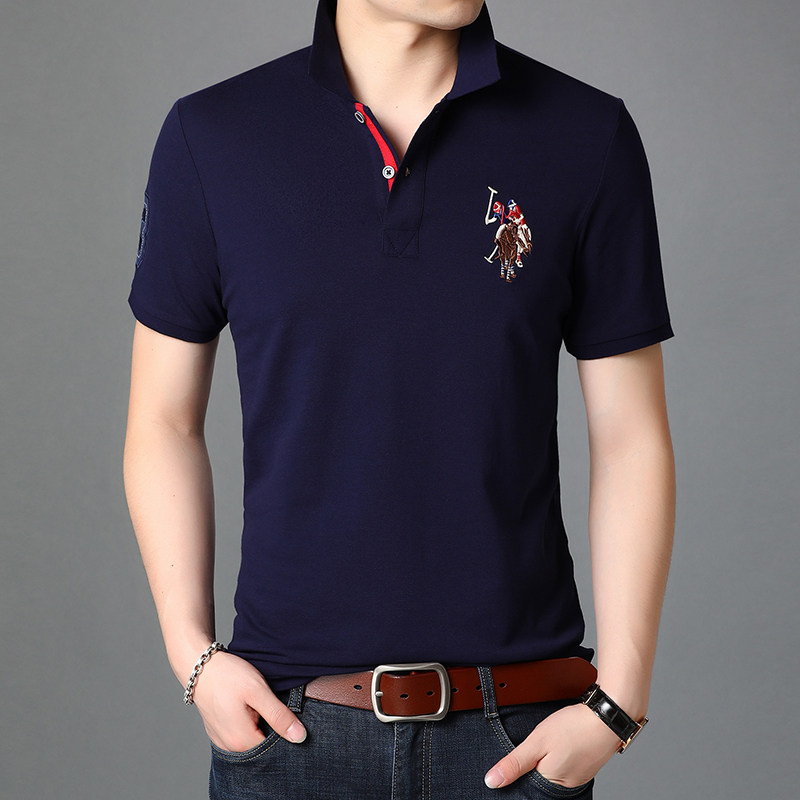 男士休闲时尚短袖T恤男翻领上衣夏季刺绣潮流polo体恤衫D8260-P65,男装T恤,电商B212（原钱塘6029）