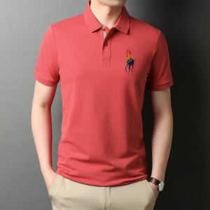 夏季纯棉短袖t恤男绣标纯色polo衫青年男士轻商务体恤D2125-P68图片