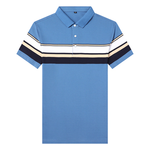 中青年爸爸夏装短袖纹t恤纯棉商务休闲男士衣服夏季QLM88105-P75图片