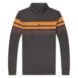 中年男士秋季新款长袖t恤休闲polo衫上衣纯棉体恤QLM55111-P85，男装Polo衫，电商B212（原钱塘6029）