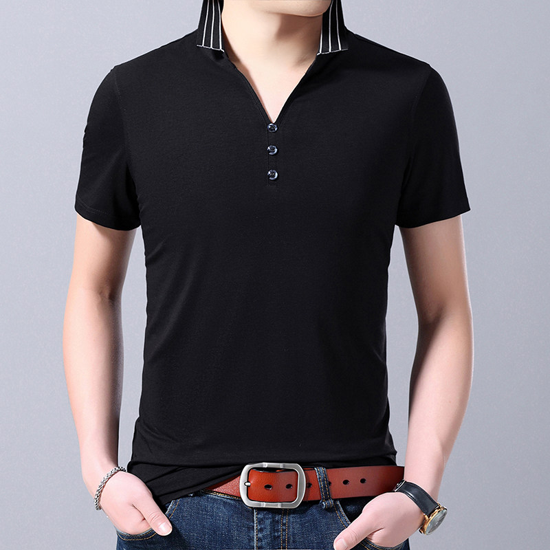 2021年新款夏季翻领潮流短袖t恤男士纯色休闲polo衫AJY2150-P60,男装T恤,电商B212（原钱塘6029）
