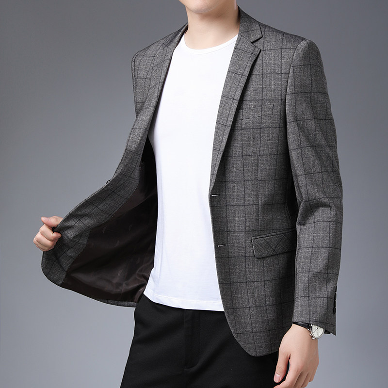 薄款春秋季西服男线条百搭商务休闲便西西装外套KCN2037-1-P170,男装西服,电商B212（原钱塘6029）
