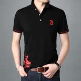 夏季新款中年商务休闲翻领男士短袖t恤刺绣装饰AJY2081-P65，男装T恤，电商B212（原钱塘6029）