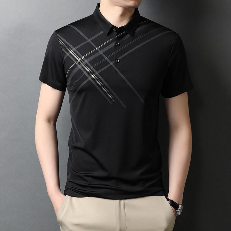短袖t恤男韩版潮宽松中青年2021新款翻领上衣夏装QLM88131-P75,男装T恤,电商B212（原钱塘6029）