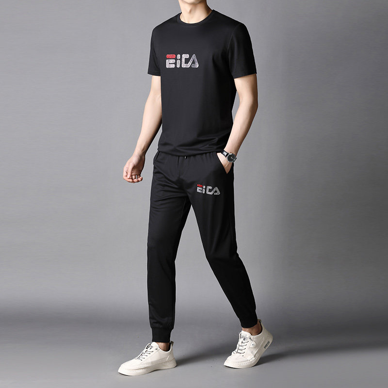新款休闲短袖套装男士T恤夏季薄款宽松运动两件套AJY08-P85,男装休闲套装,电商B212（原钱塘6029）