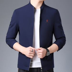 精品男装夹克外套男春秋中年男士休闲纯色立领上衣服N20023-P135图片