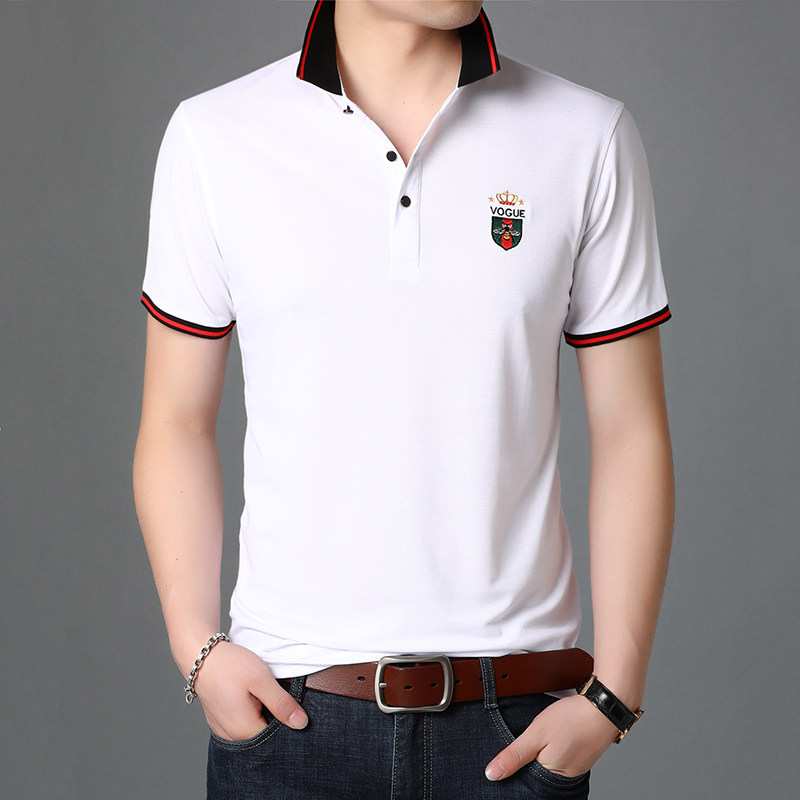 精品时尚短袖T恤男翻领POLO衫夏季青年男士休闲棉体恤衫D6802-37,男装T恤,电商B212（原钱塘6029）