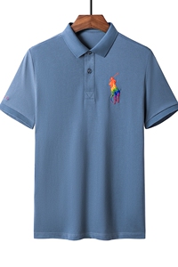 夏季纯棉短袖t恤男绣标纯色polo衫青年男士休闲体恤爸爸D2125-P68图片