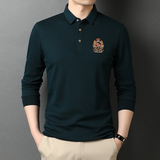 春秋丝光棉长袖T恤男翻领打底衫中年男士休闲潮流体恤D880-P85，男装T恤，电商B212（原钱塘6029）