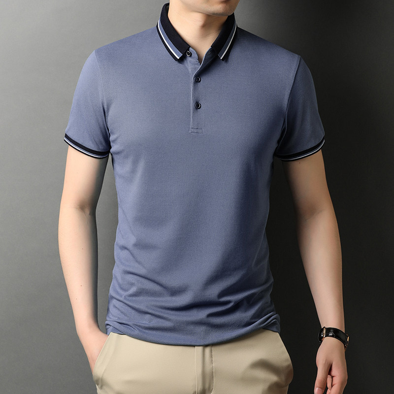 男士夏季纯棉休闲Polo衫男士T恤翻领纯棉冰丝短袖潮QLM88168-P70图片