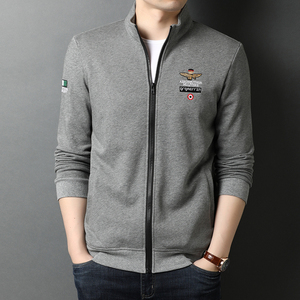 2021秋冬新款纯棉刺绣纯色休闲棒球服男士夹克外套男QLM55205-P95图片