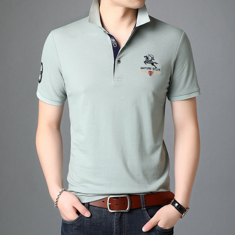 时尚休闲短袖T恤男棉质POLO衫夏季男士潮流绣标半袖体恤D8203-P65,男装T恤,电商B212（原钱塘6029）