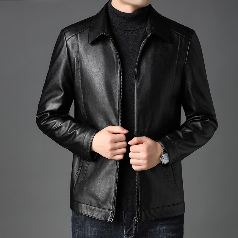 冬季皮衣外套男秋装加厚中年男士修身仿皮夹克爸爸装P2102-P185，男装皮衣，电商B212（原钱塘6029）