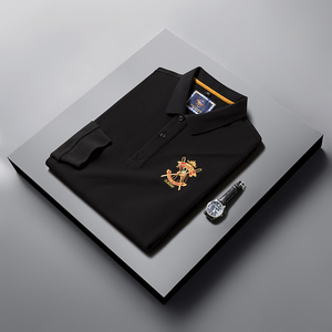 时尚纯棉长袖T恤男POLO衫春季男士休闲潮流绣标体恤衫D6679-P78图片