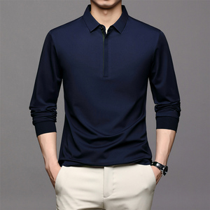 长袖t恤男春秋季宽松中年纯色翻领POLO衫秋衣潮打底衫LJ20868-P80,男装Polo衫,电商B212（原钱塘6029）