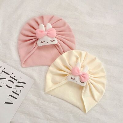 婴儿帽子秋冬棉质婴幼儿胎帽可爱兔子女宝宝印度帽新生儿护囟门帽